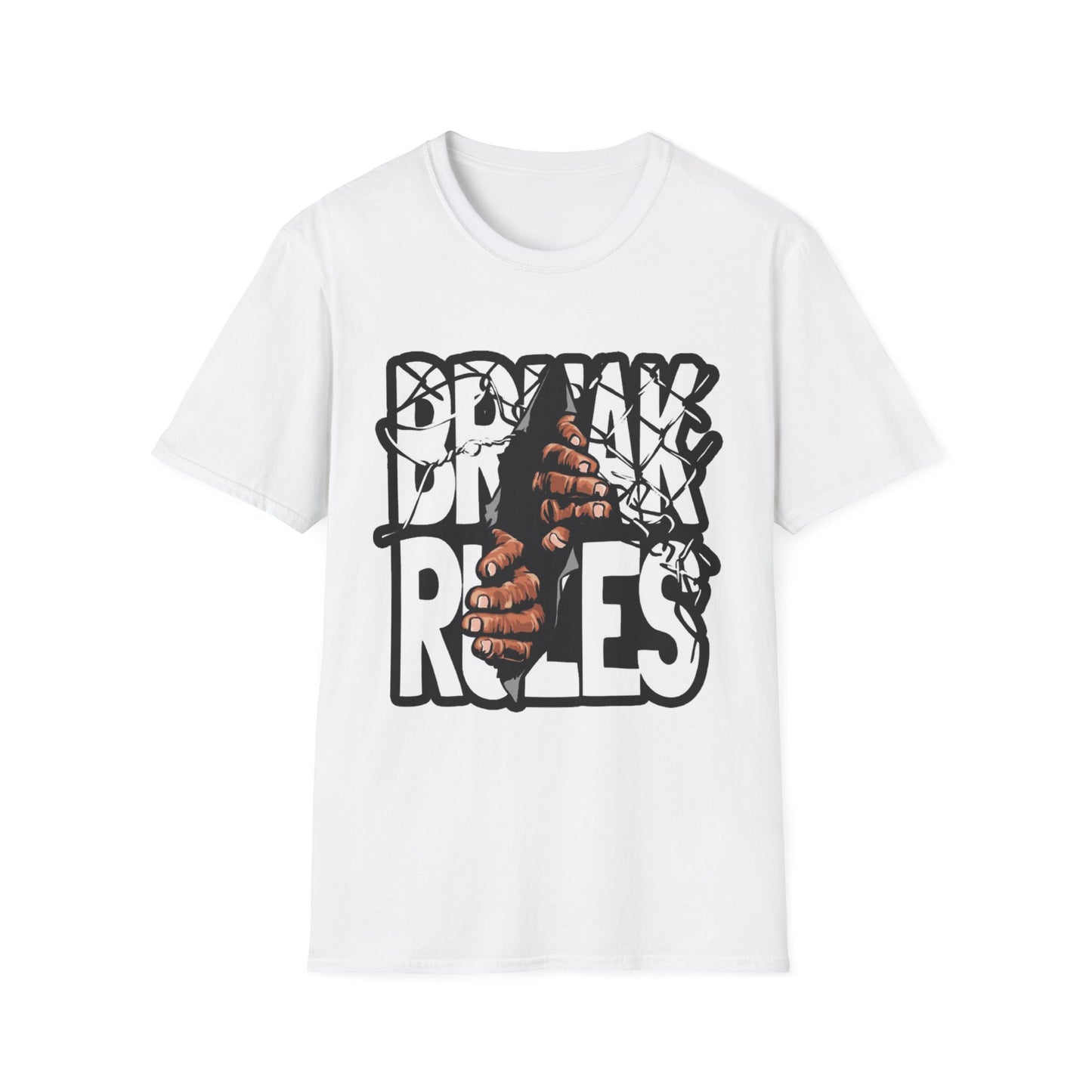 Break Rules Unisex Softstyle T-Shirt - Casual Streetwear Tee for Rebels