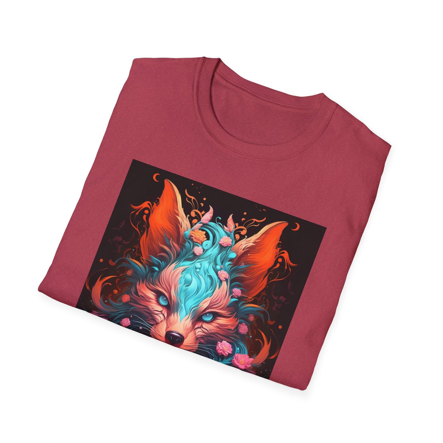 Vibrant Fox Floral Unisex Softstyle T-Shirt