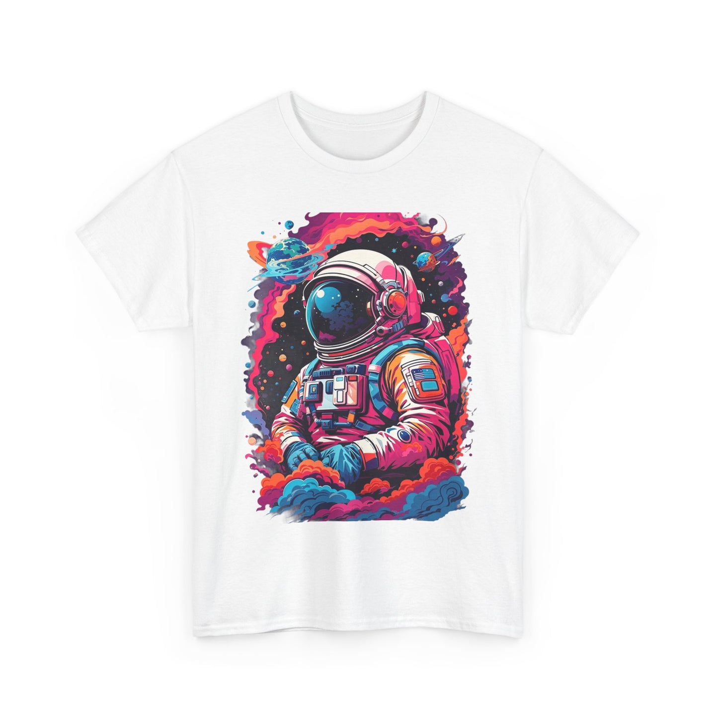 Cosmic Astronaut Unisex Heavy Cotton Tee - Galaxy Graphic T-Shirt