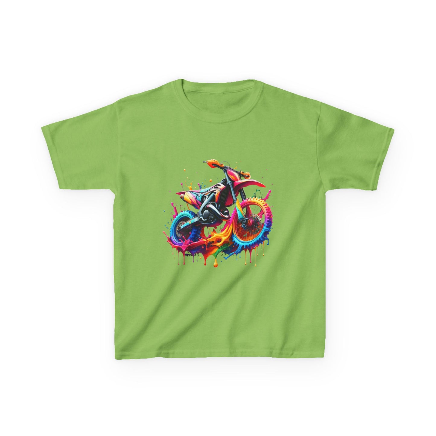 Kids' Motorcycle Graphic Tee - Vibrant Splash Design