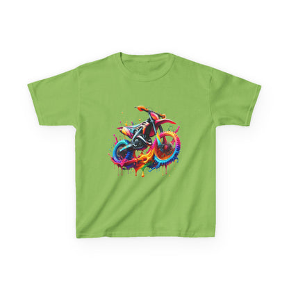 Kids' Motorcycle Graphic Tee - Vibrant Splash Design