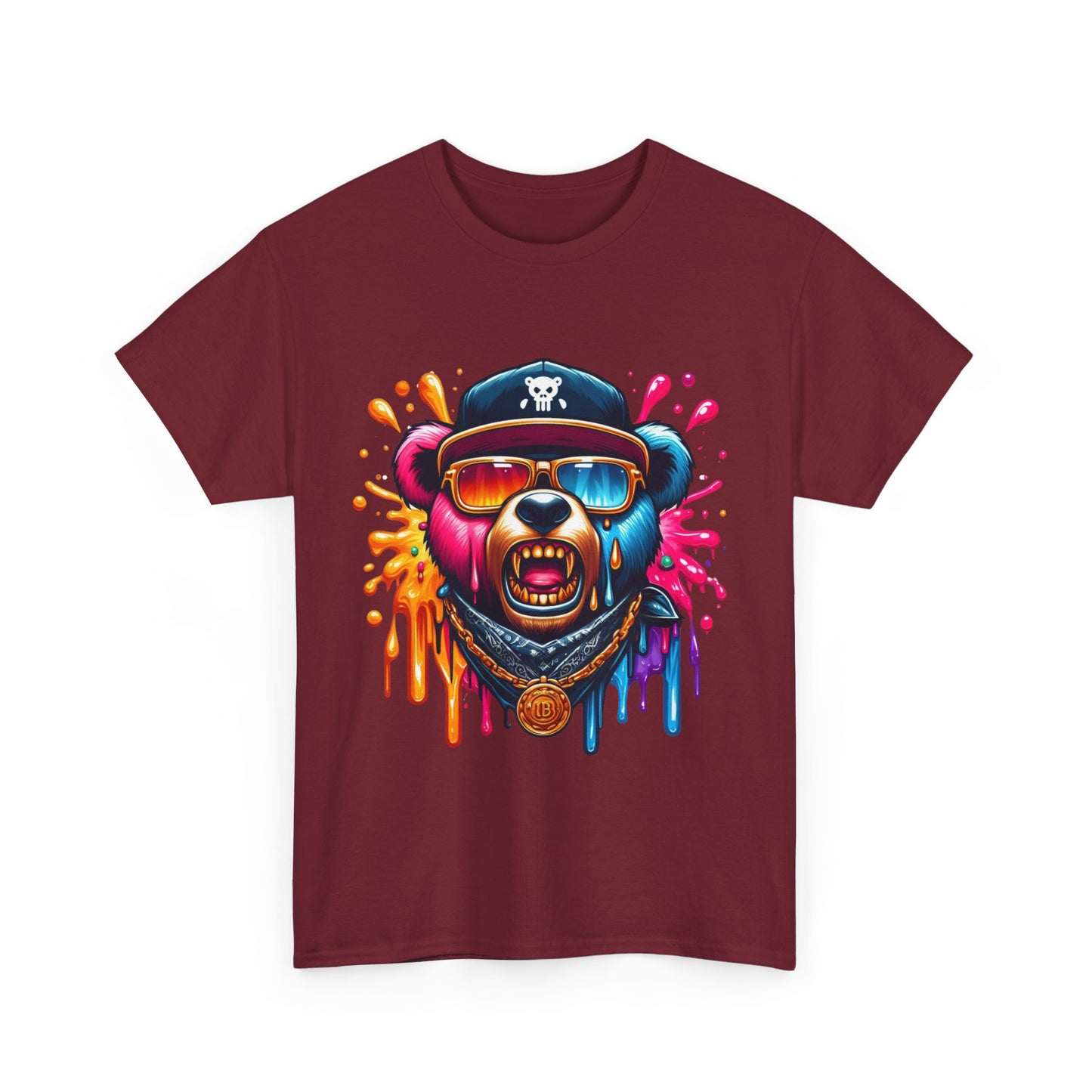 Vibrant Bear Graphic Unisex Heavy Cotton Tee - Casual Streetwear for Everyday Style