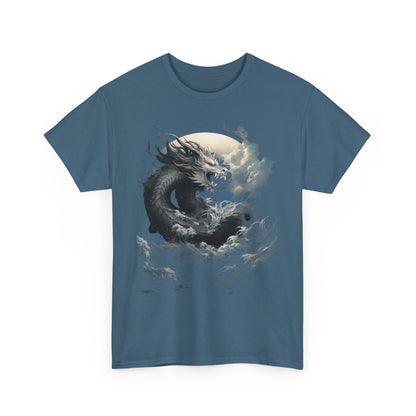 Dragon Moon Unisex Heavy Cotton Tee - Mystical Night Sky Apparel