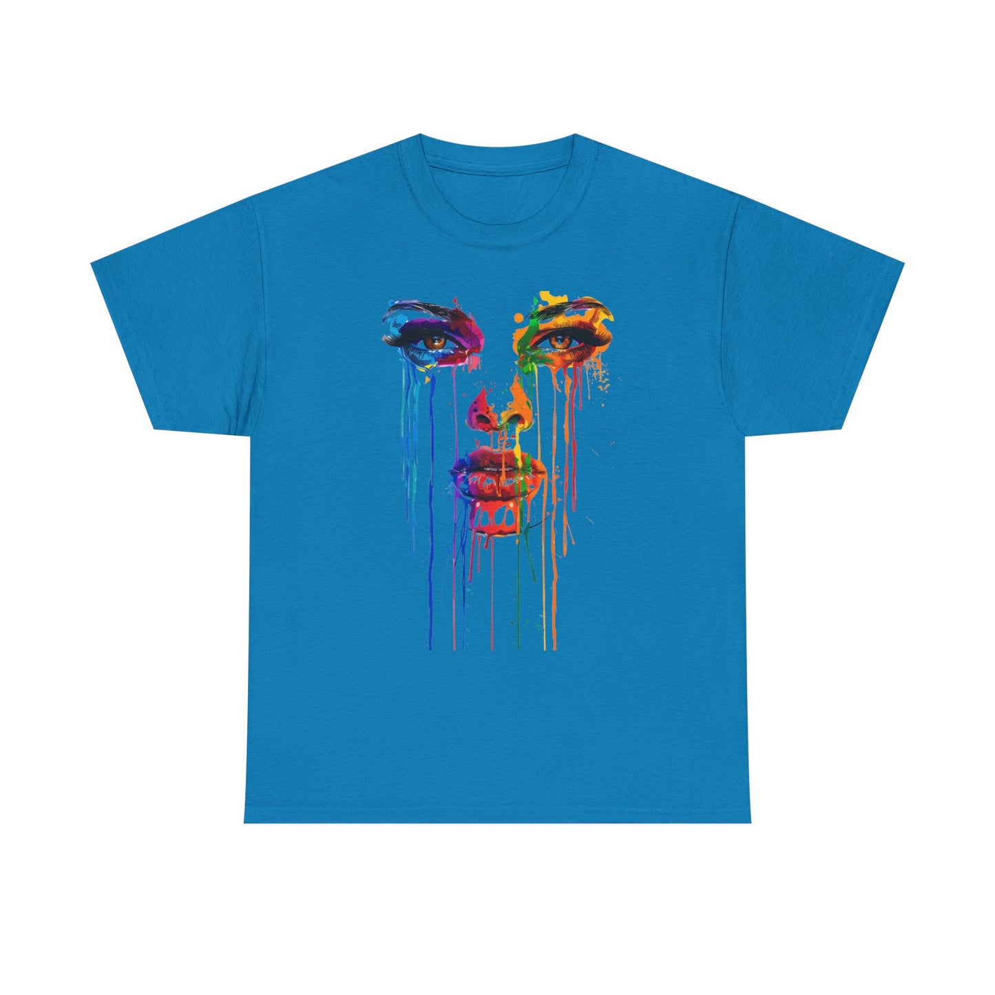 Artistic Rainbow Drip Unisex Heavy Cotton Tee | Vibrant Fashion for Self-Expression