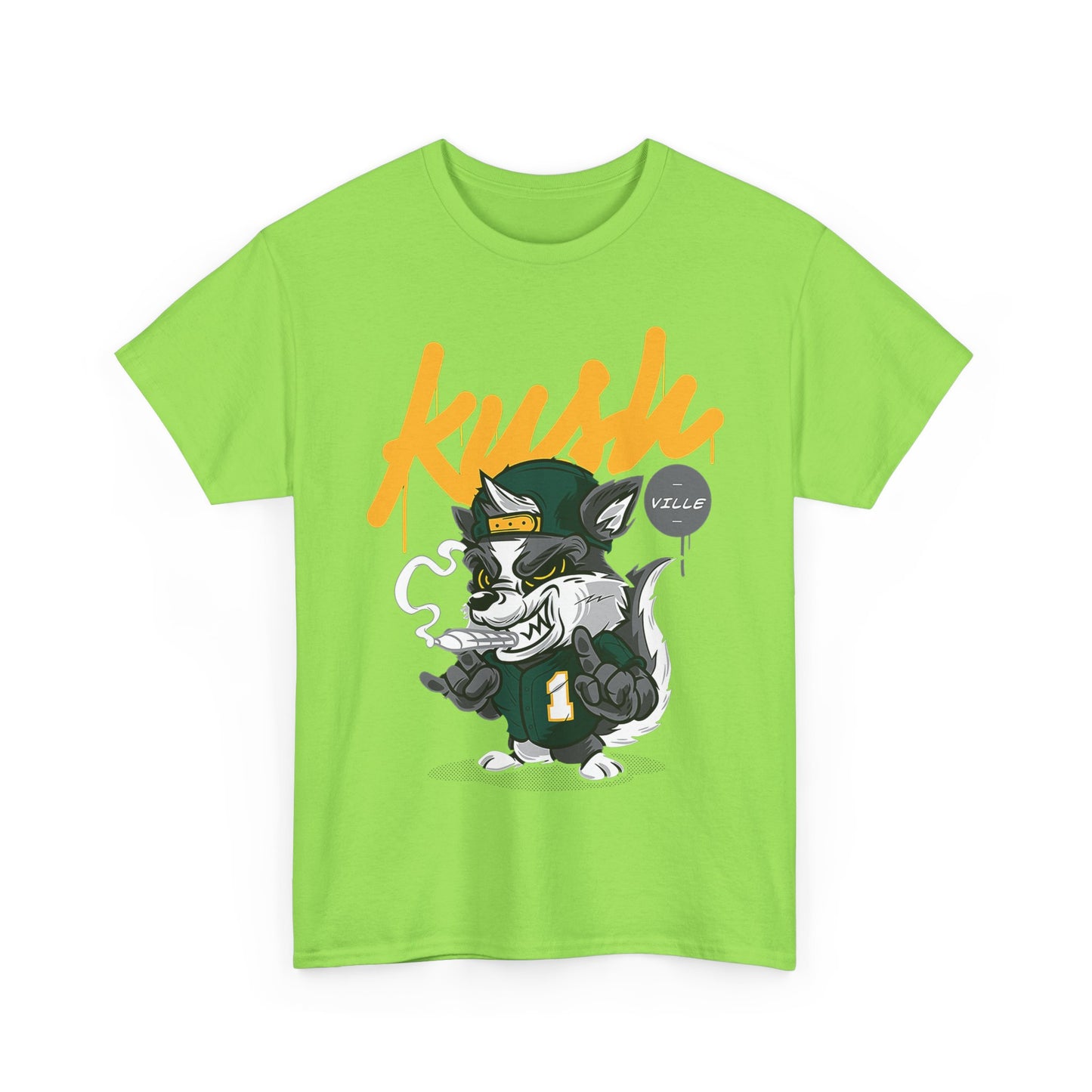 Street Style Unisex Heavy Cotton Tee - 'Kush Ville' Graphic Design