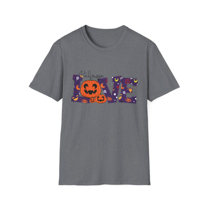 Halloween Love Graphic Tee, Unisex Softstyle T-Shirt for Fall, Halloween Party Shirt, Spooky Season Apparel, Gift for Pumpkin Lover