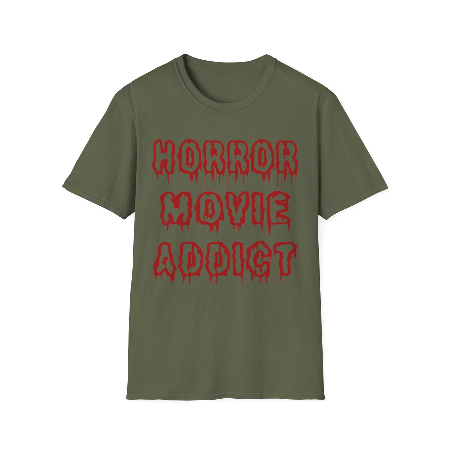 Horror Movie Addict T-Shirt, Unisex Softstyle Tee, Gifts for Film Lovers, Horror Movie Fans, Halloween Apparel, Casual Wear