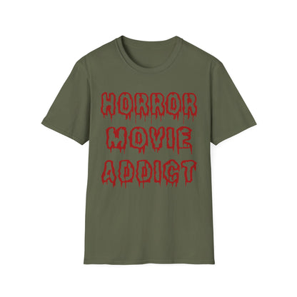 Horror Movie Addict T-Shirt, Unisex Softstyle Tee, Gifts for Film Lovers, Horror Movie Fans, Halloween Apparel, Casual Wear