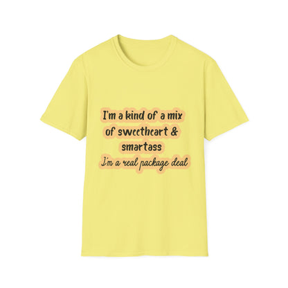 Funny Quote Unisex Softstyle T-Shirt - "I'm a mix of sweetheart & smartass"