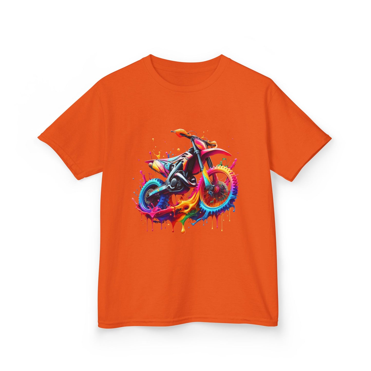 Kids' Motorcycle Graphic Tee - Vibrant Splash Design