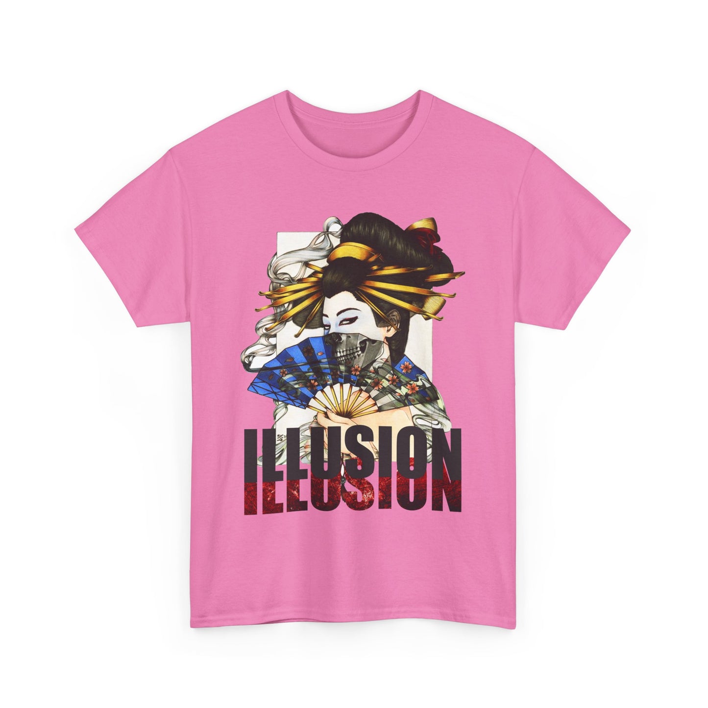 Unisex Heavy Cotton Tee - Illusion Design - Artistic Fan Graphic Tee for Casual Wear