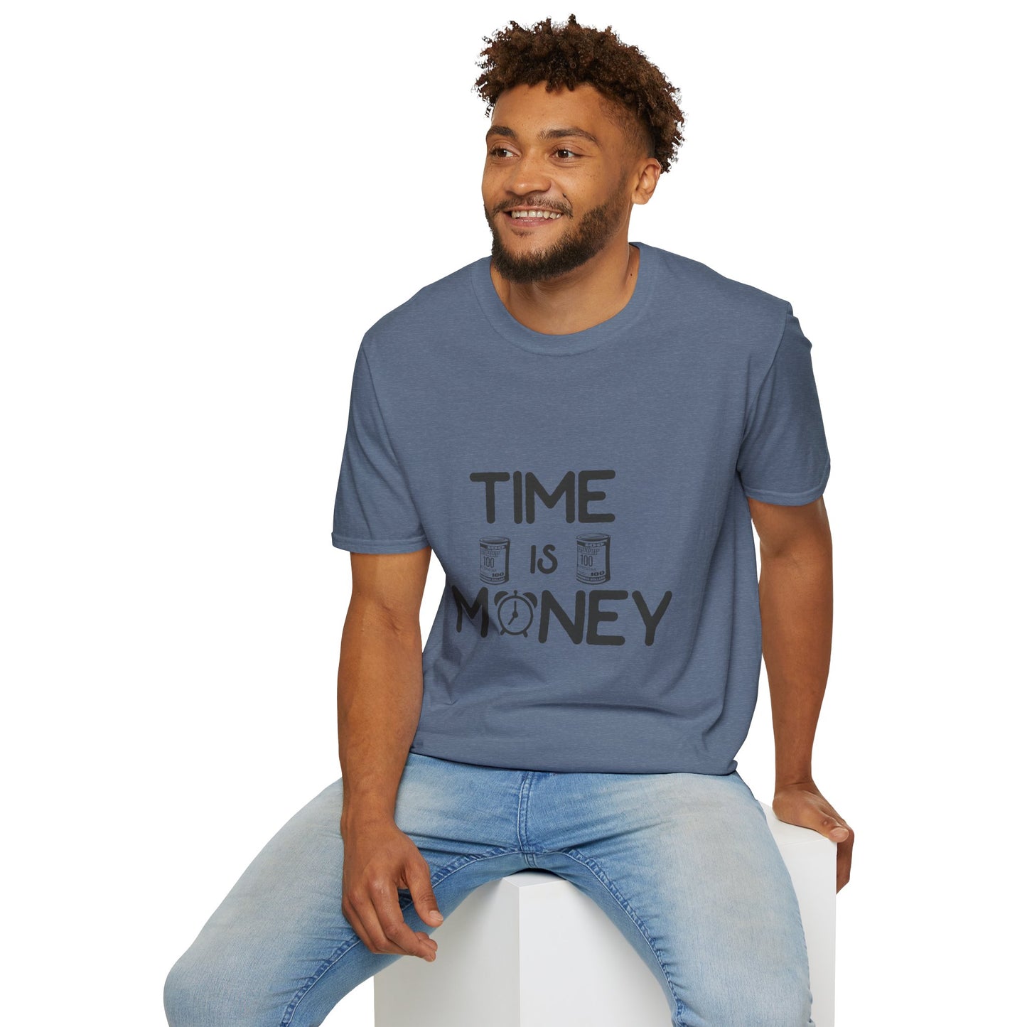 Inspirational Unisex Softstyle T-Shirt - "Time is Money" Statement Tee for Financial Motivators