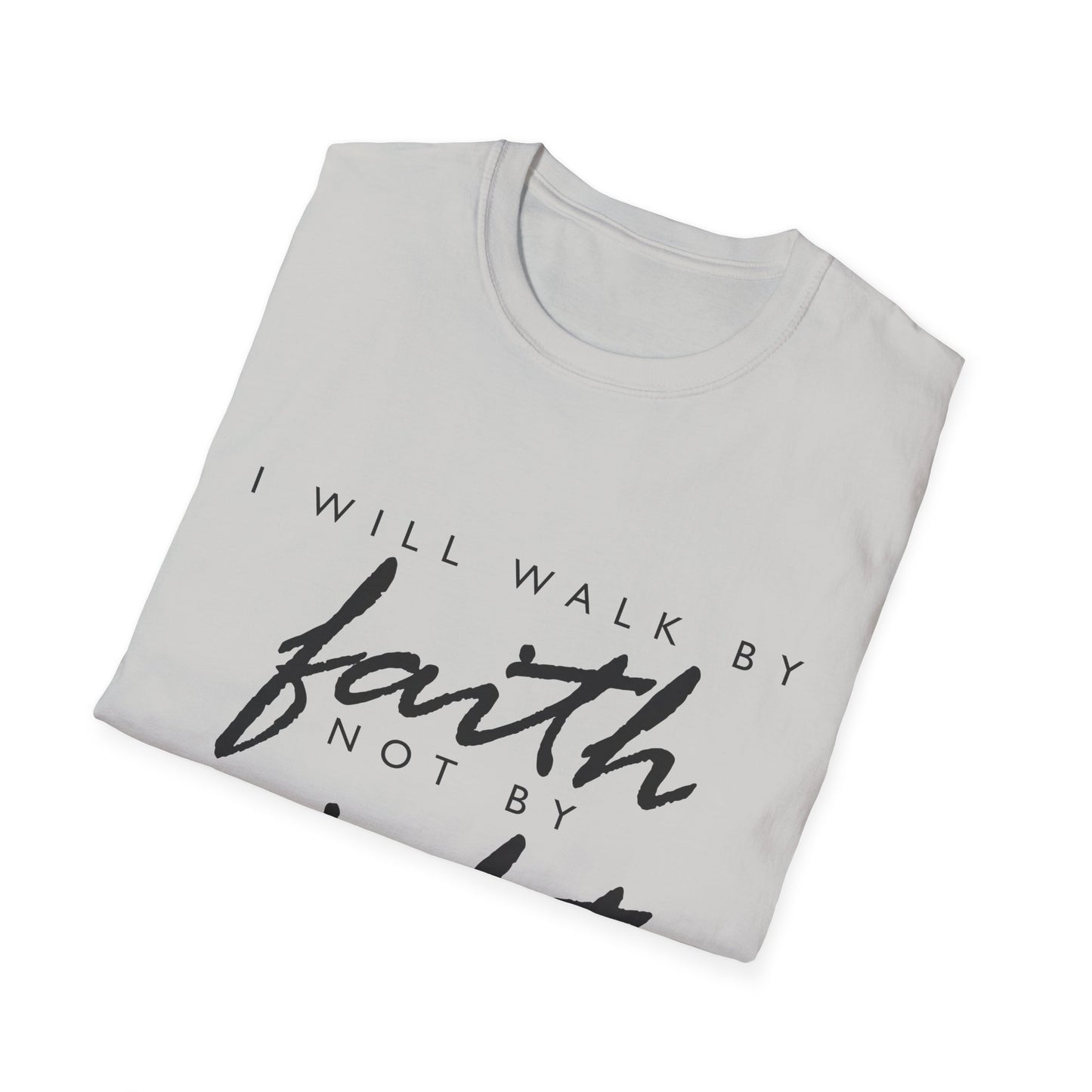 Inspirational Faith T-Shirt - Walk by Faith Not by Sight - Unisex Softstyle Tee