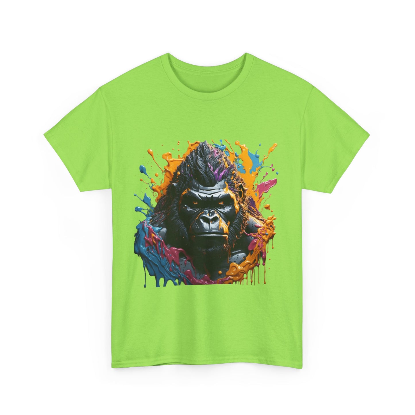 Colorful Gorilla Art Unisex Heavy Cotton Tee - Bold Graphic Tee for Animal Lovers