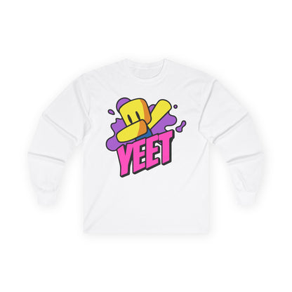 Yeet Graphic Long Sleeve Tee — Bold Cartoon Hat Streetwear