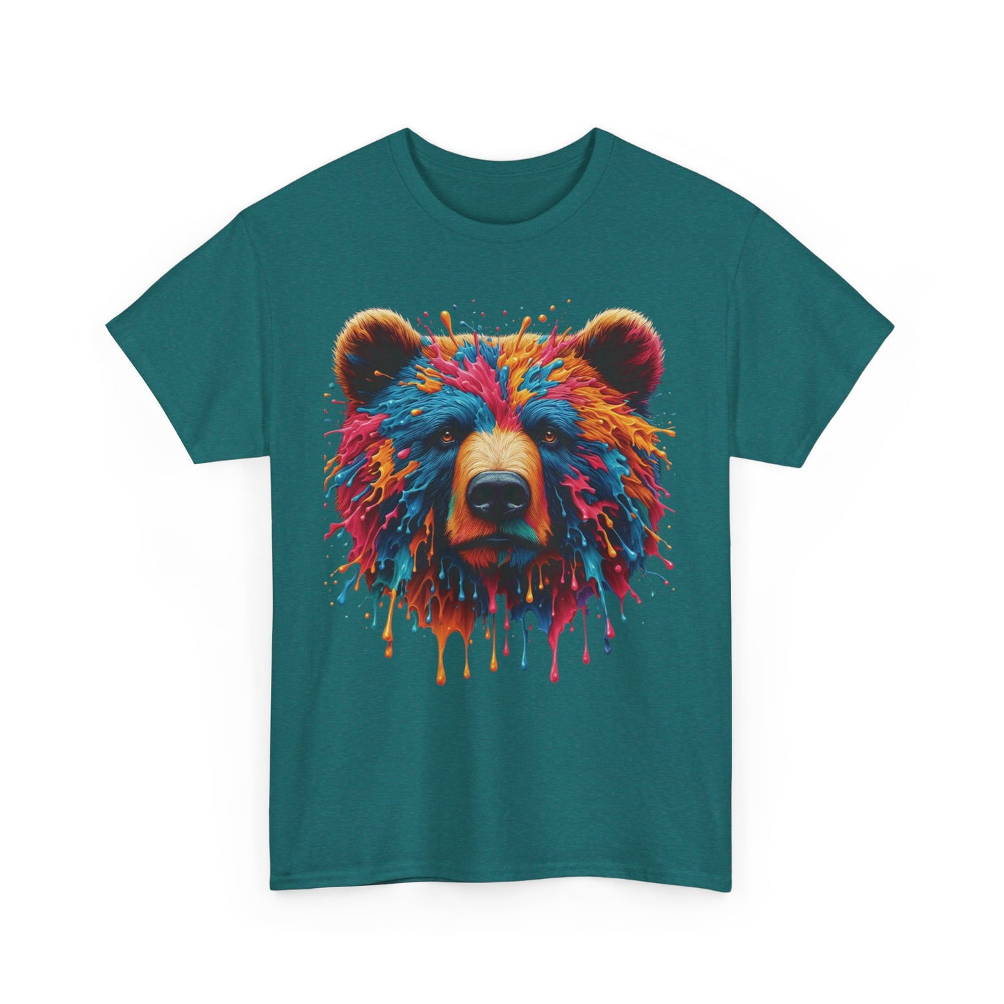 Colorful Bear Art Unisex Heavy Cotton Tee - Vibrant Graphic T-Shirt for Nature Lovers