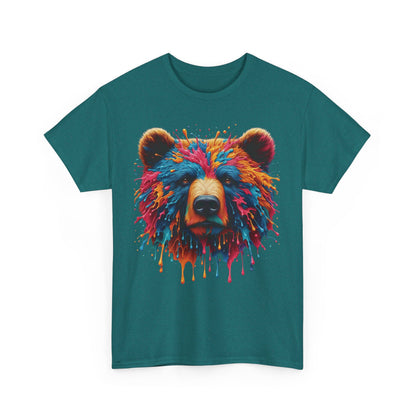 Colorful Bear Art Unisex Heavy Cotton Tee - Vibrant Graphic T-Shirt for Nature Lovers