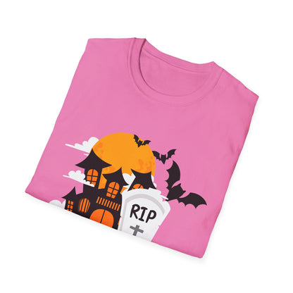 Spooky Halloween T-Shirt, Unisex Softstyle Tee, Pumpkin and Haunted House Design, Fun Fall Shirt, Perfect for Halloween Parties, Trick [...]
