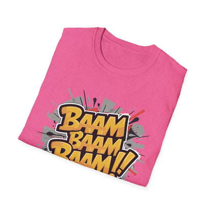 Bam Bam Bam Unisex Softstyle T-Shirt | Fun Graphic Tee for Casual Wear, Gift for Friends, Comic Fans, Birthday, Everyday Style