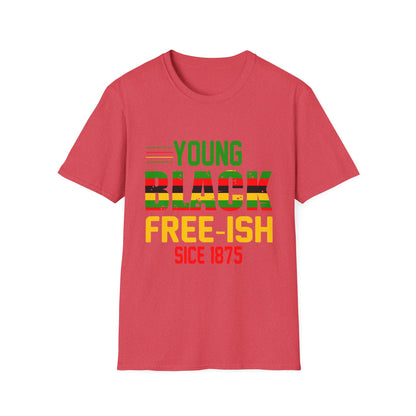 Young Black Free-Ish Unisex Softstyle T-Shirt, Celebratory Tee, Cultural Pride Shirt, Equality Apparel, Ideal for Events & Gifts