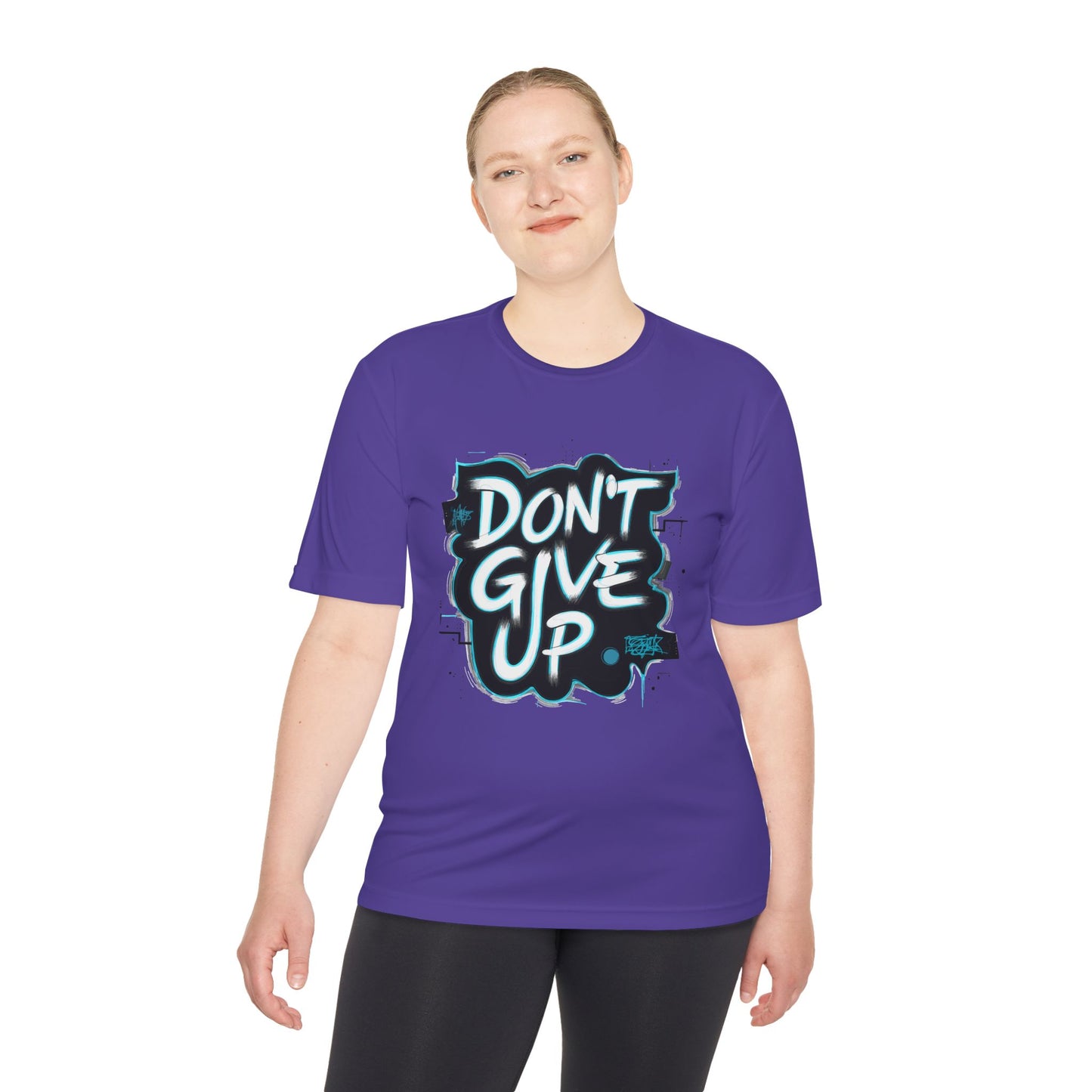 Motivational Wicking Tee – Don't Give Up, Gym Shirt, Fitness Apparel, Inspirational Top, Workout Gear, Casual Wear