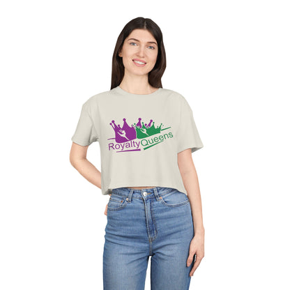 Royalty Queens Women's Crop Tee, Fun Party Top, Stylish Streetwear, Gift for Her, Casual Summer Wear, Trendy Graphic Tee