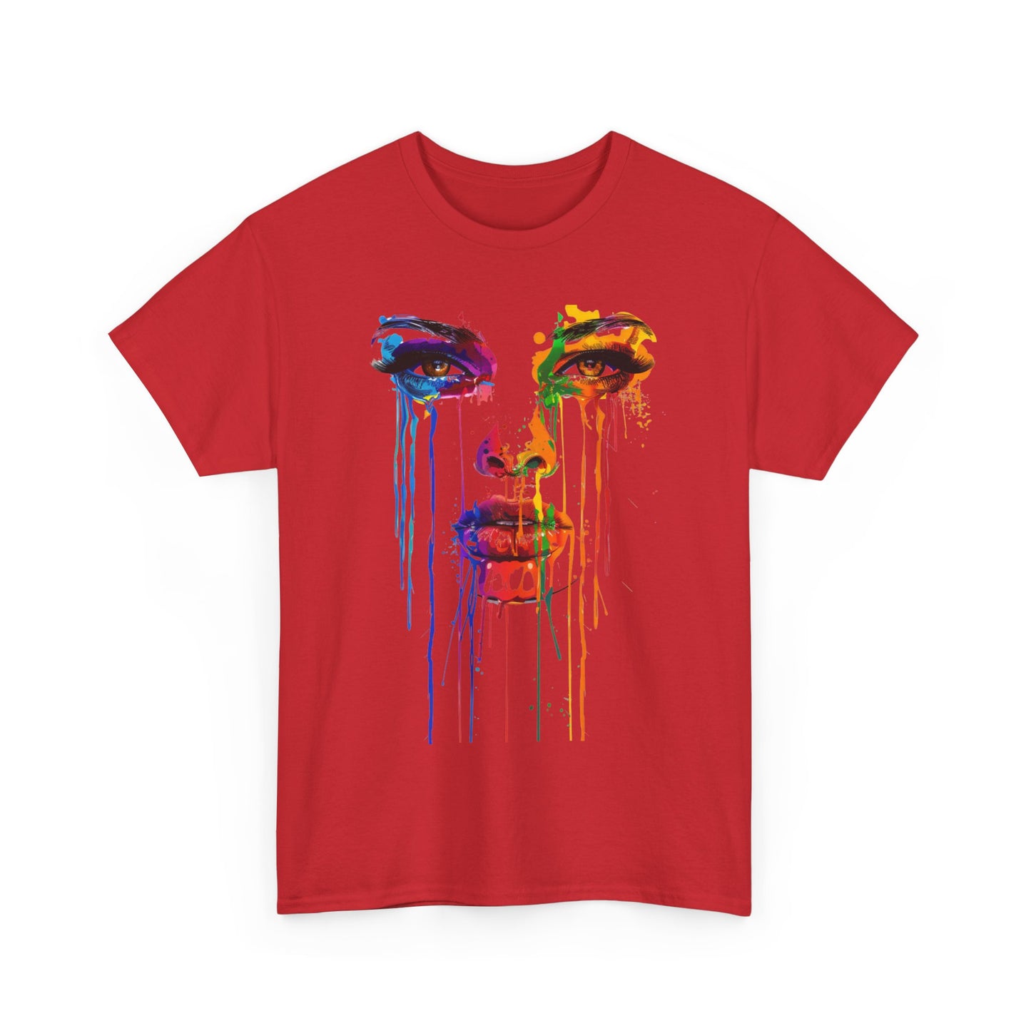 Artistic Rainbow Drip Unisex Heavy Cotton Tee | Vibrant Fashion for Self-Expression