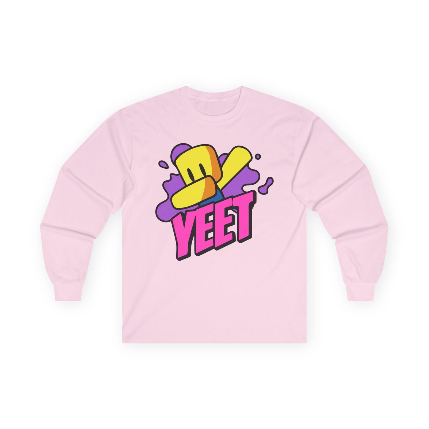 Yeet Graphic Long Sleeve Tee — Bold Cartoon Hat Streetwear