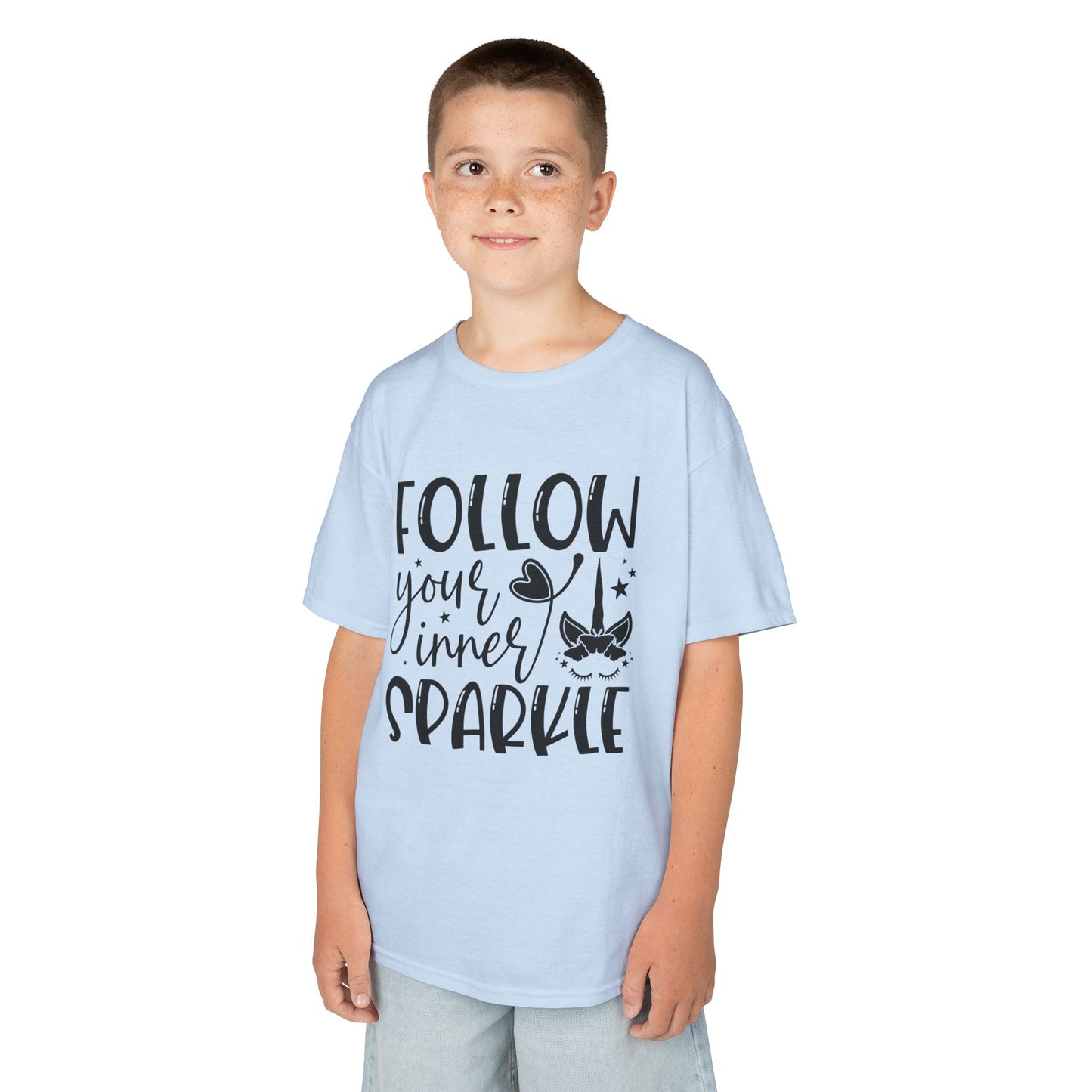 Kids Heavy Cotton™ Tee - Follow Your Inner Sparkle T-Shirt for Creative Kids