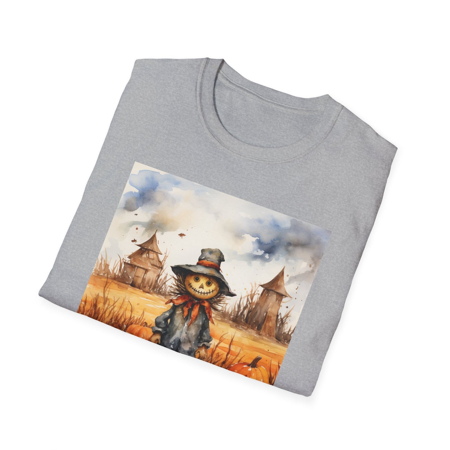 Autumn Scarecrow T-Shirt, Fall Halloween Tee, Pumpkin Patch Shirt, Unisex Graphic Top, Cozy Harvest Apparel