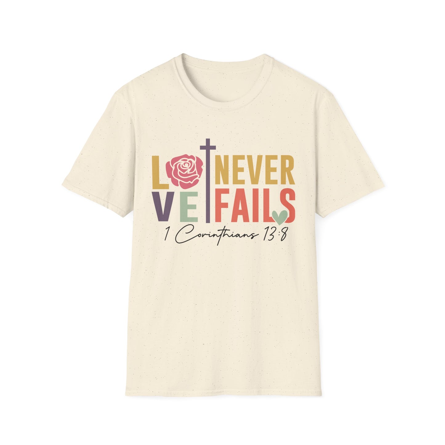 Faith-Inspired Unisex T-Shirt - "Love Never Fails" - Christian Apparel, Gift for Friends, Inspirational Wear, Bible Verse Tee