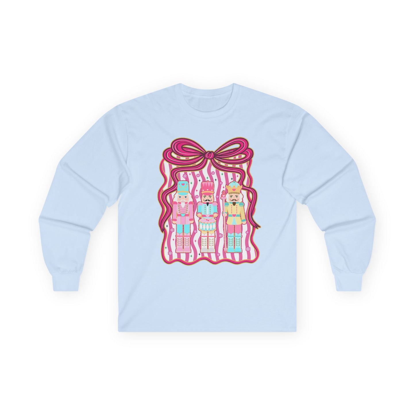 Long Sleeve Tee — Cute Kawaii Nutcracker Dolls with Bow Graphic