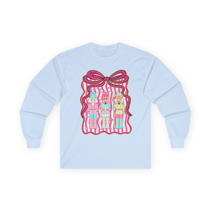 Long Sleeve Tee — Cute Kawaii Nutcracker Dolls with Bow Graphic
