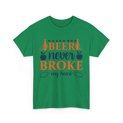 Beer Never Broke My Heart Tee, Funny Humor Shirt, Beer Lover Gift, Unisex Cotton T-Shirt, Party Apparel, Summer Fun