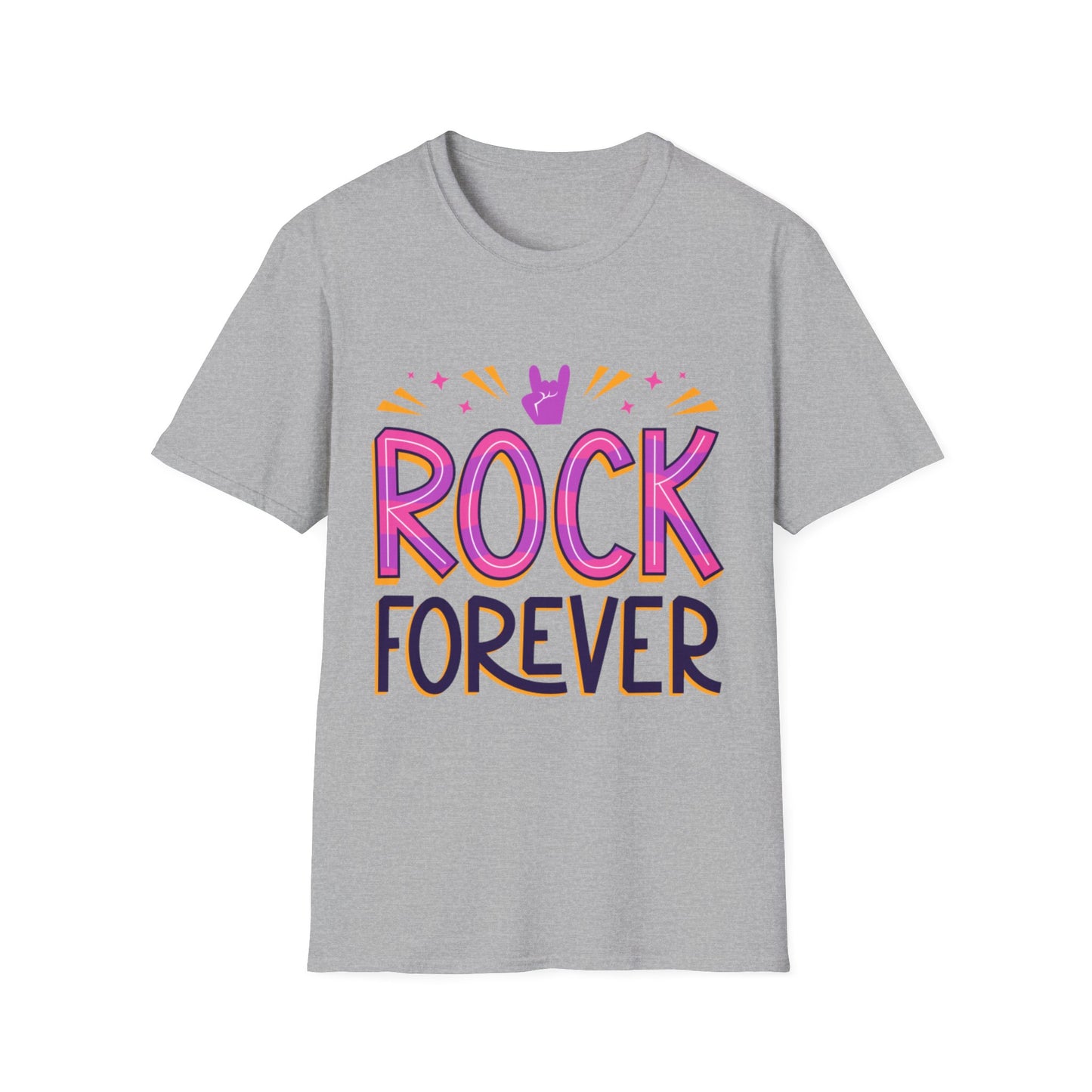 Rock Forever Unisex Softstyle T-Shirt, Music Lover Tee, Gift for Musicians, Festival Apparel, Rock Band T-Shirt