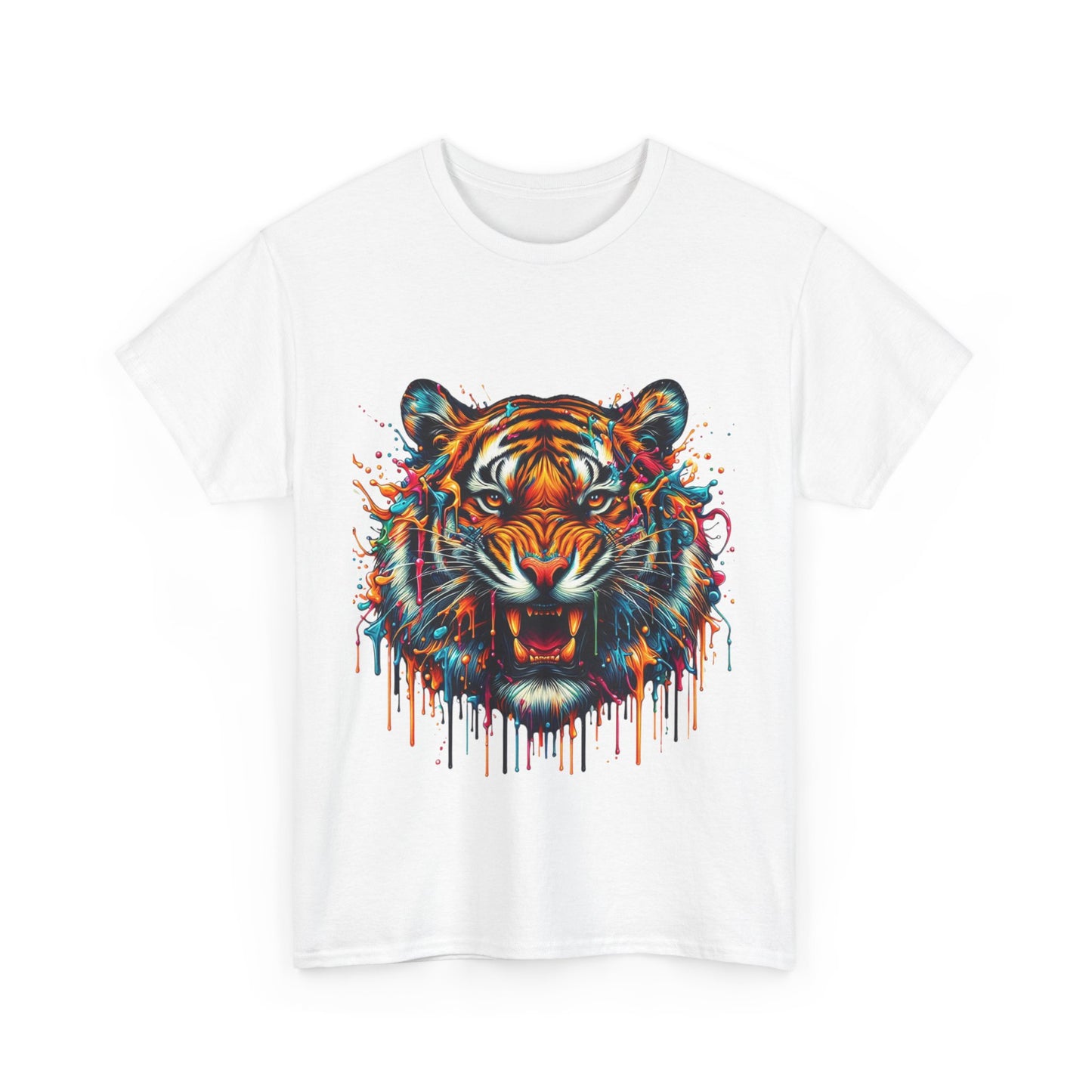 Fierce Tiger Unisex Heavy Cotton Tee - Vibrant Animal Graphic Shirt
