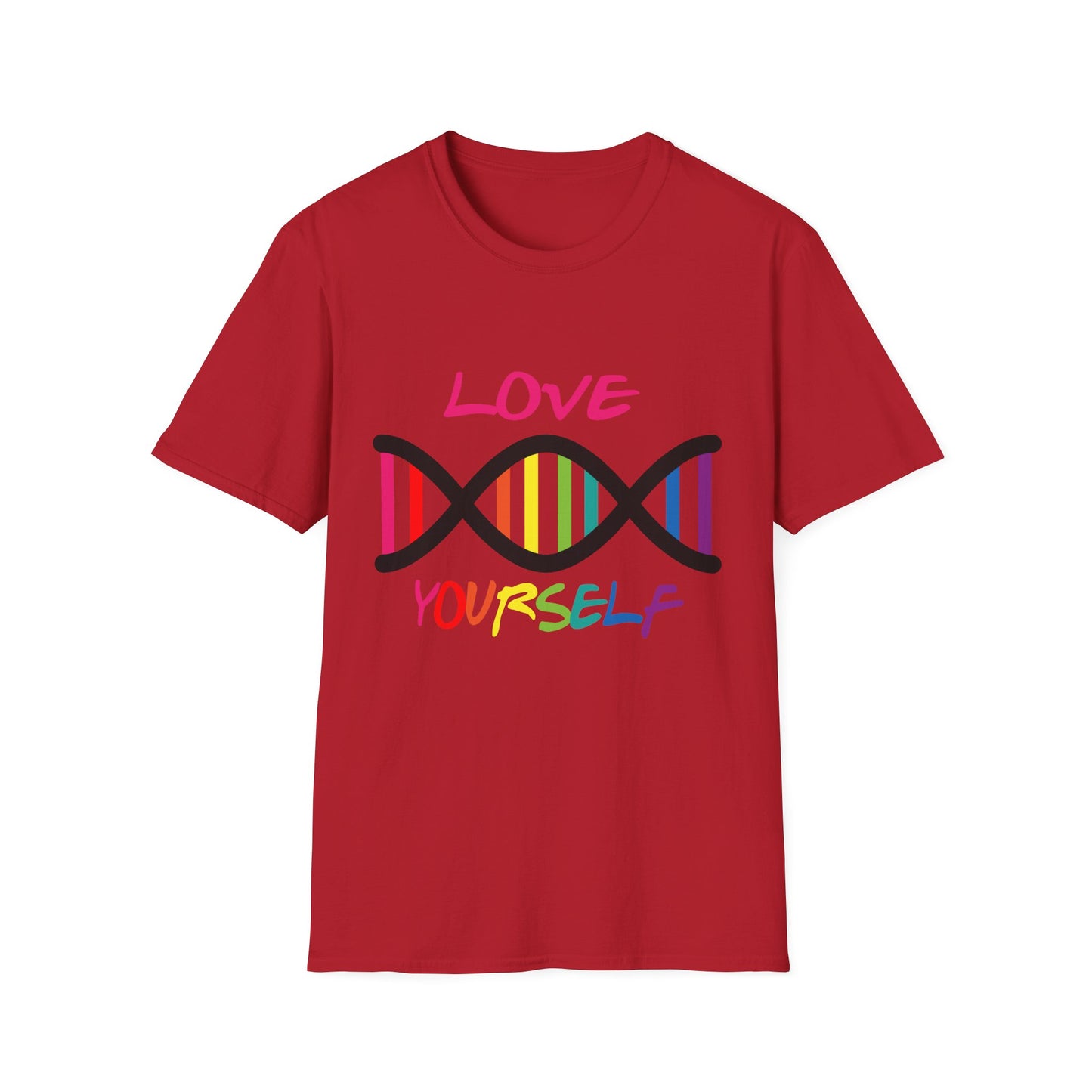 Love Yourself LGBTQ+ Pride T-Shirt, Unisex Rainbow Tee, Softstyle Shirt for Self-Care, Supportive Gift for Friends, Perfect for Pride Month