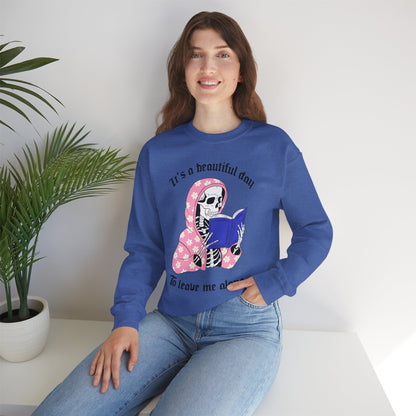 Unisex Heavy Blend™ Crewneck Sweatshirt - "It's a Beautiful Day to Leave Me Alone" Cozy Graphic