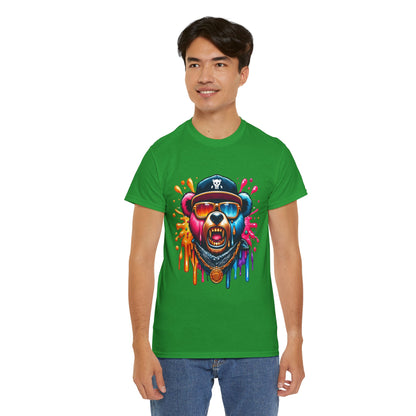 Vibrant Bear Graphic Unisex Heavy Cotton Tee - Casual Streetwear for Everyday Style