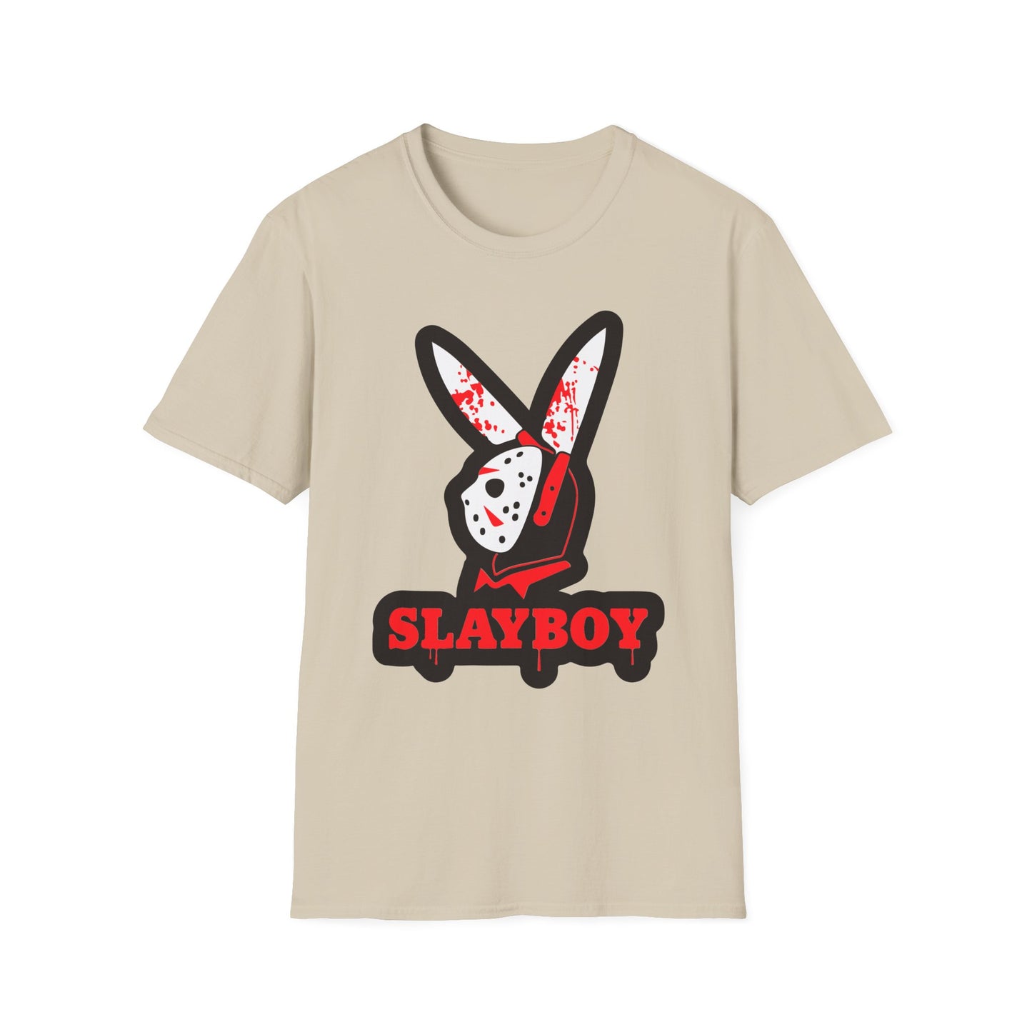 Slayboy Graphic Tee, Unisex Softstyle T-Shirt for Horror Fans, Cosplay Outfit, Halloween Costume, Casual Streetwear