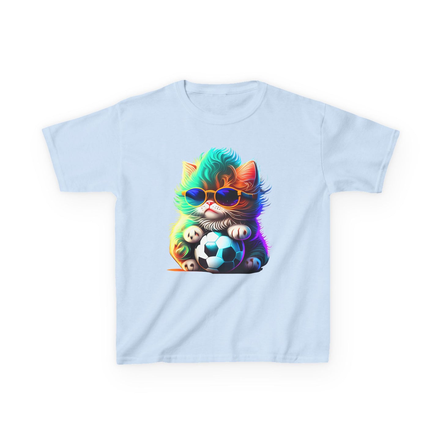 Cool Cat Soccer Kids Tee - Fun Heavy Cotton T-Shirt for Young Sports Fans