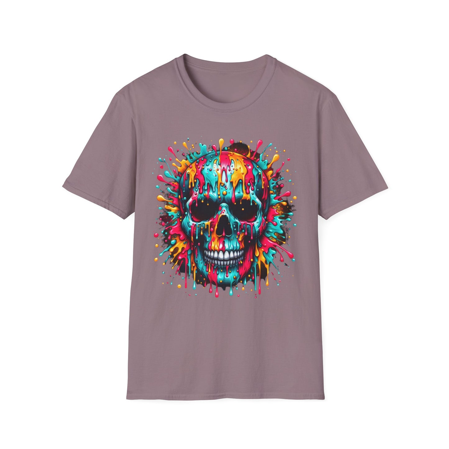 Colorful Drip Skull Unisex T-Shirt - Vibrant Graphic Tee for Art & Music Lovers