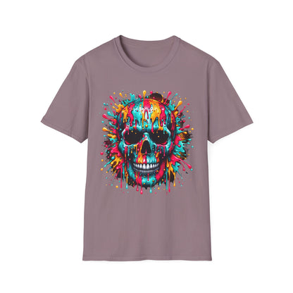 Colorful Drip Skull Unisex T-Shirt - Vibrant Graphic Tee for Art & Music Lovers