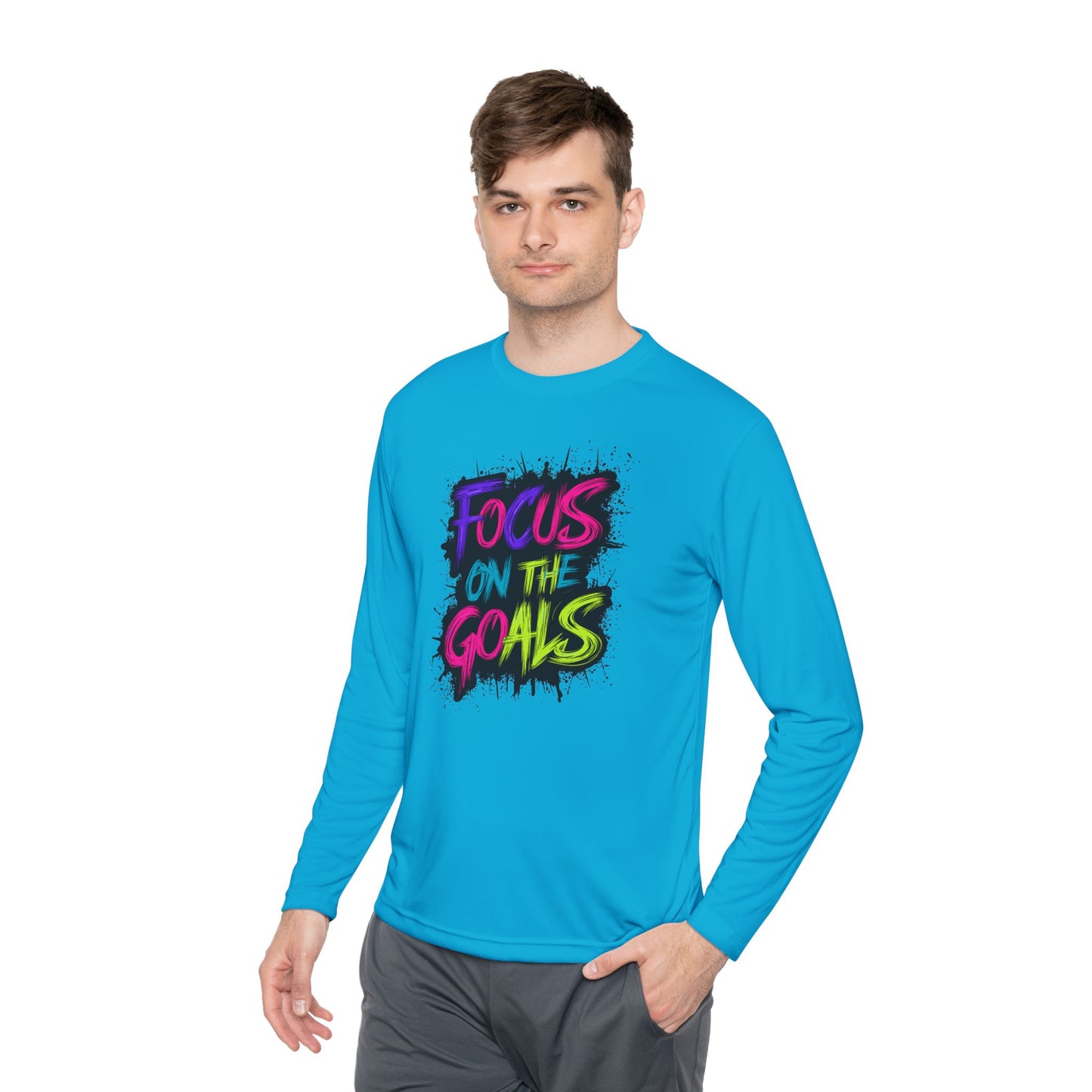 Unisex Long Sleeve Tee - "Focus on the Goals" Motivational Shirt, Fitness Apparel, Activewear, Gift for Athletes, Casual Wear