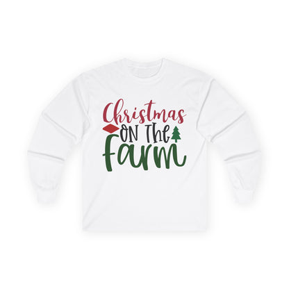 Christmas On The Farm Long Sleeve Tee, Holiday Shirt, Unisex Cotton Tee, Christmas Apparel, Farmhouse Style Shirt, Gift for Him/Her
