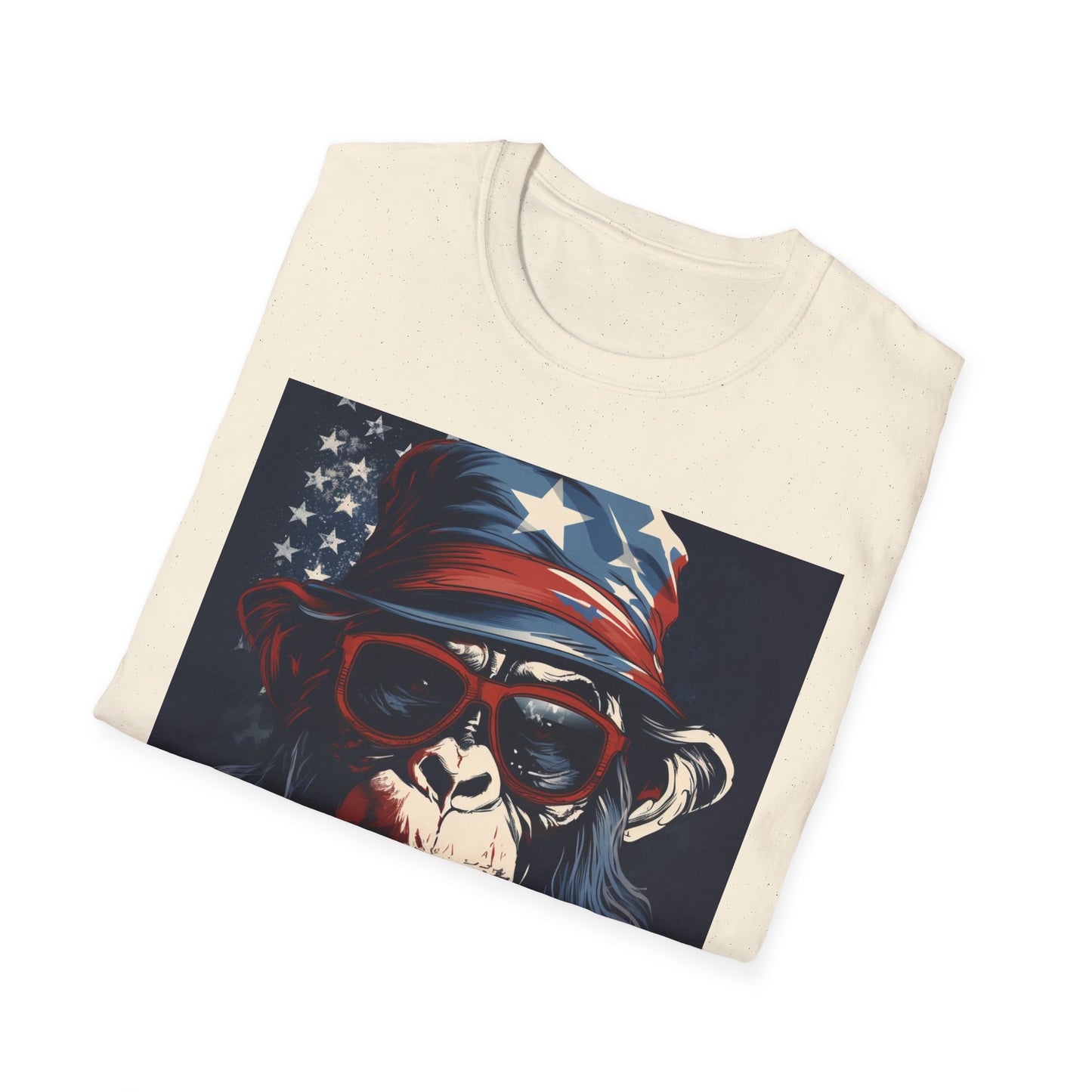 Patriotic Monkey Graphic T-Shirt, Fourth of July Tee, Summer Clothing, Unisex Casual Wear, Fun Gift for Animal Lovers, USA Pride Shirt