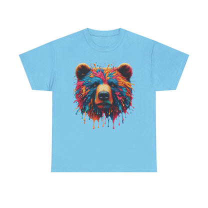 Colorful Bear Art Unisex Heavy Cotton Tee - Vibrant Graphic T-Shirt for Nature Lovers