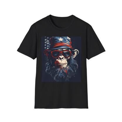 Patriotic Monkey Graphic T-Shirt, Fourth of July Tee, Summer Clothing, Unisex Casual Wear, Fun Gift for Animal Lovers, USA Pride Shirt
