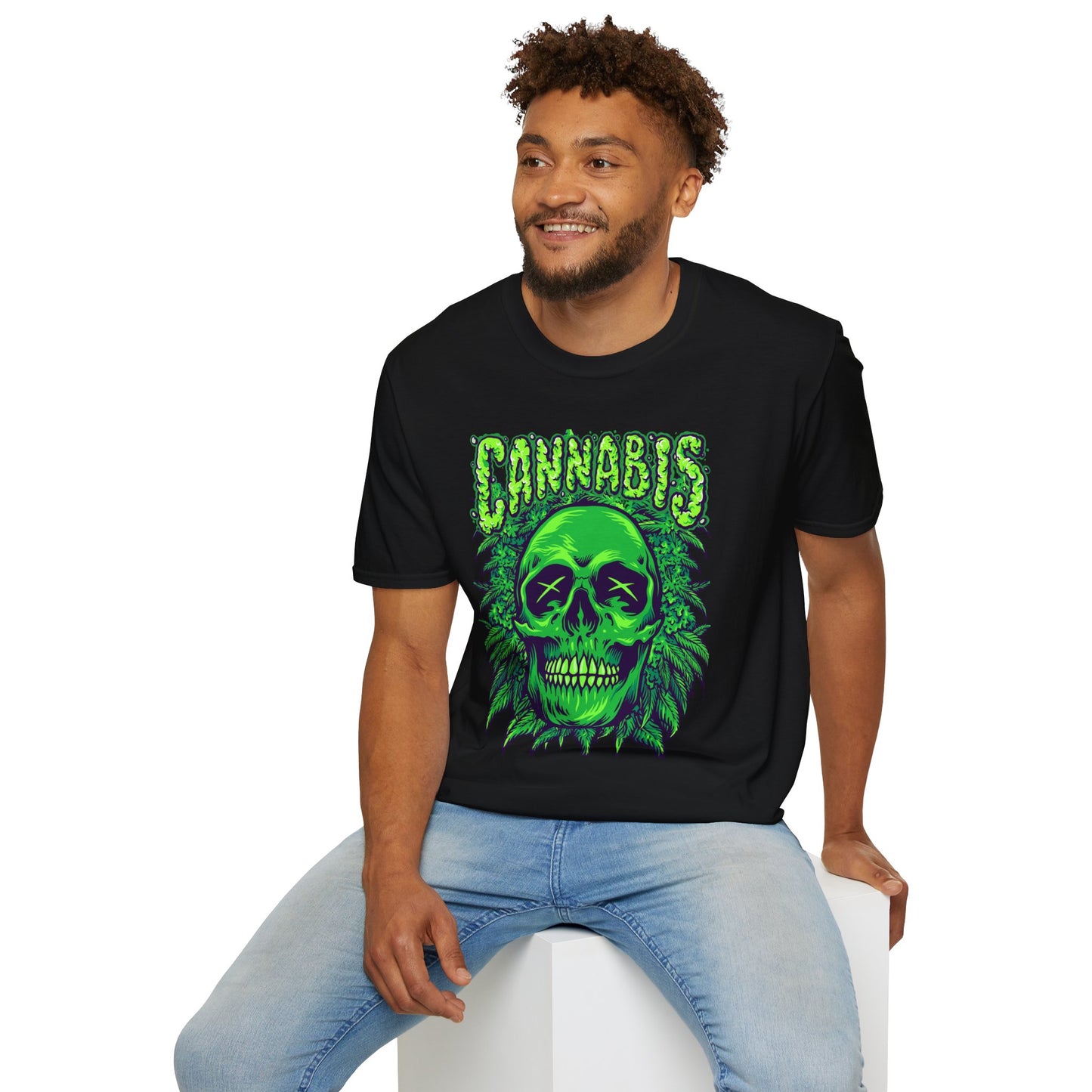 Green Skull Cannabis Unisex T-Shirt – Perfect for Stoner Culture and Everyday Wear