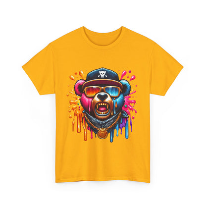 Vibrant Bear Graphic Unisex Heavy Cotton Tee - Casual Streetwear for Everyday Style